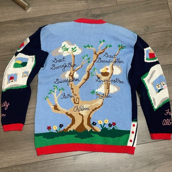 EAGLE'S Eye Collectibles Vintage Women's Family Tree Knit Cardigan Sweater Sz L - Picture 13 of 16